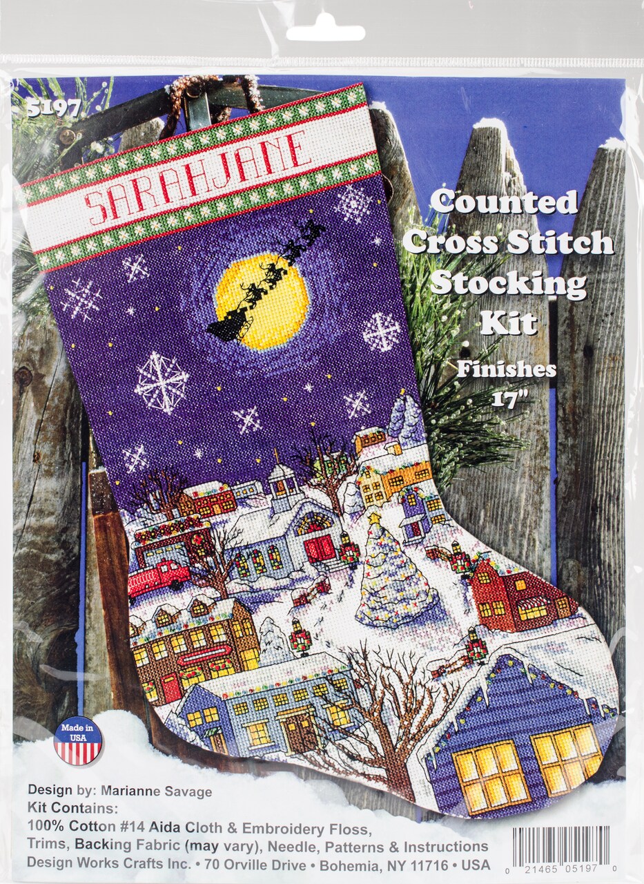 Design Works Counted Cross Stitch Stocking Kit 17" Long-Christmas Eve